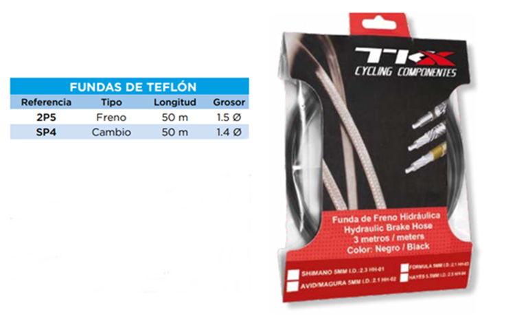 FUNDA CABLE FRENO 5MM BICICLETA TKX TEFLON (50 METROS CAJA)